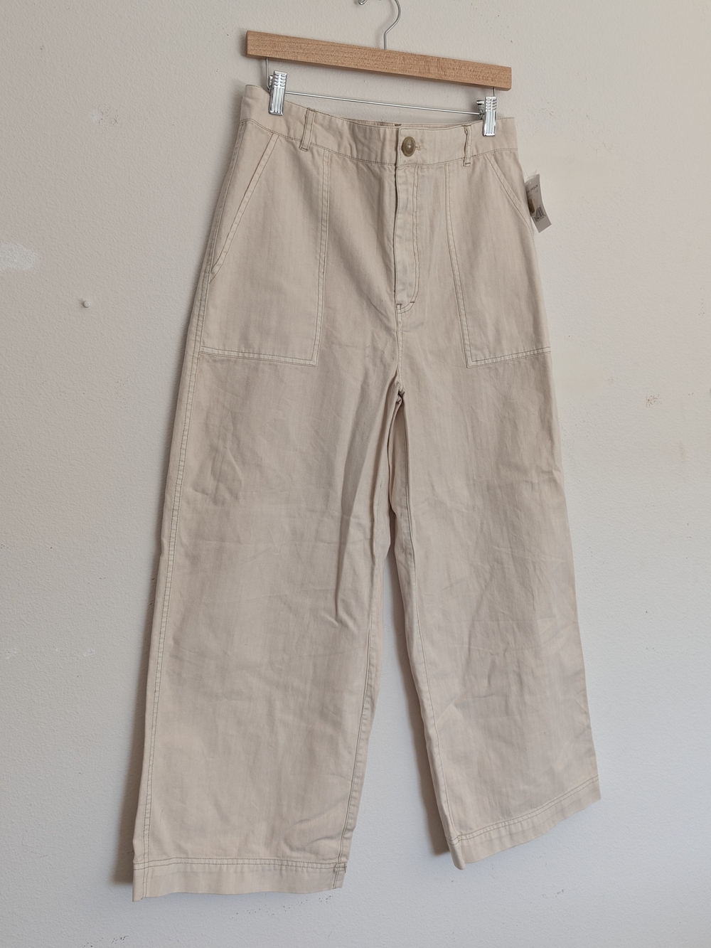 Free People Men's Wide-Leg Chinos in Light Cream